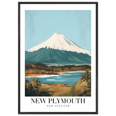 New Plymouth New Zealand Framed Poster – Vintage Mount Taranaki Travel Art - Vibrantwalls