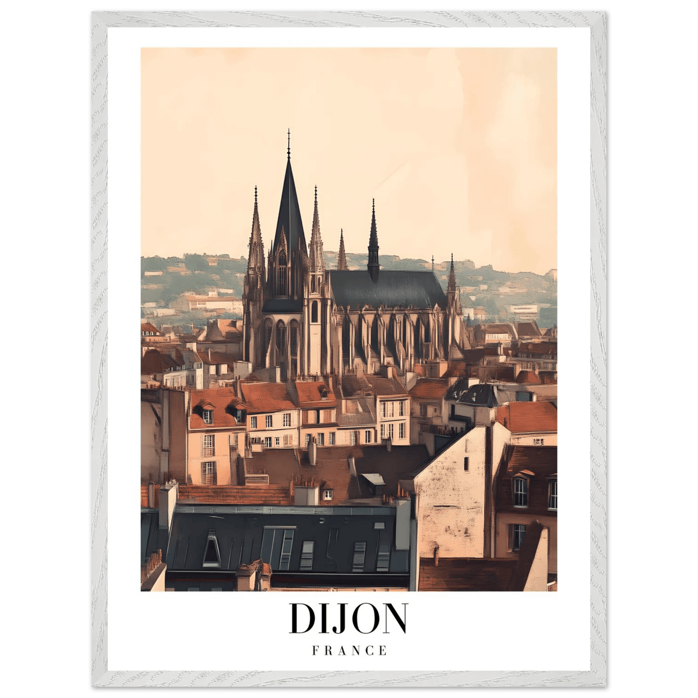 Dijon France Framed Poster – Vintage European Cityscape Wall Art with Wooden Frame - Vibrantwalls