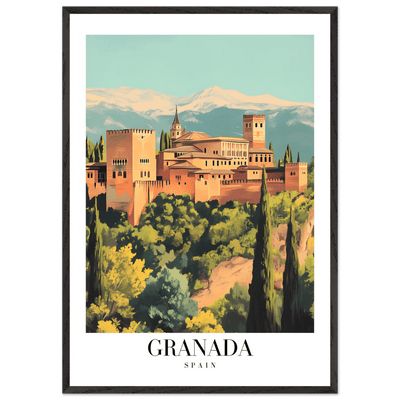 Granada Spain Framed Poster – Vintage Travel Wall Art with Wooden Frame - Vibrantwalls