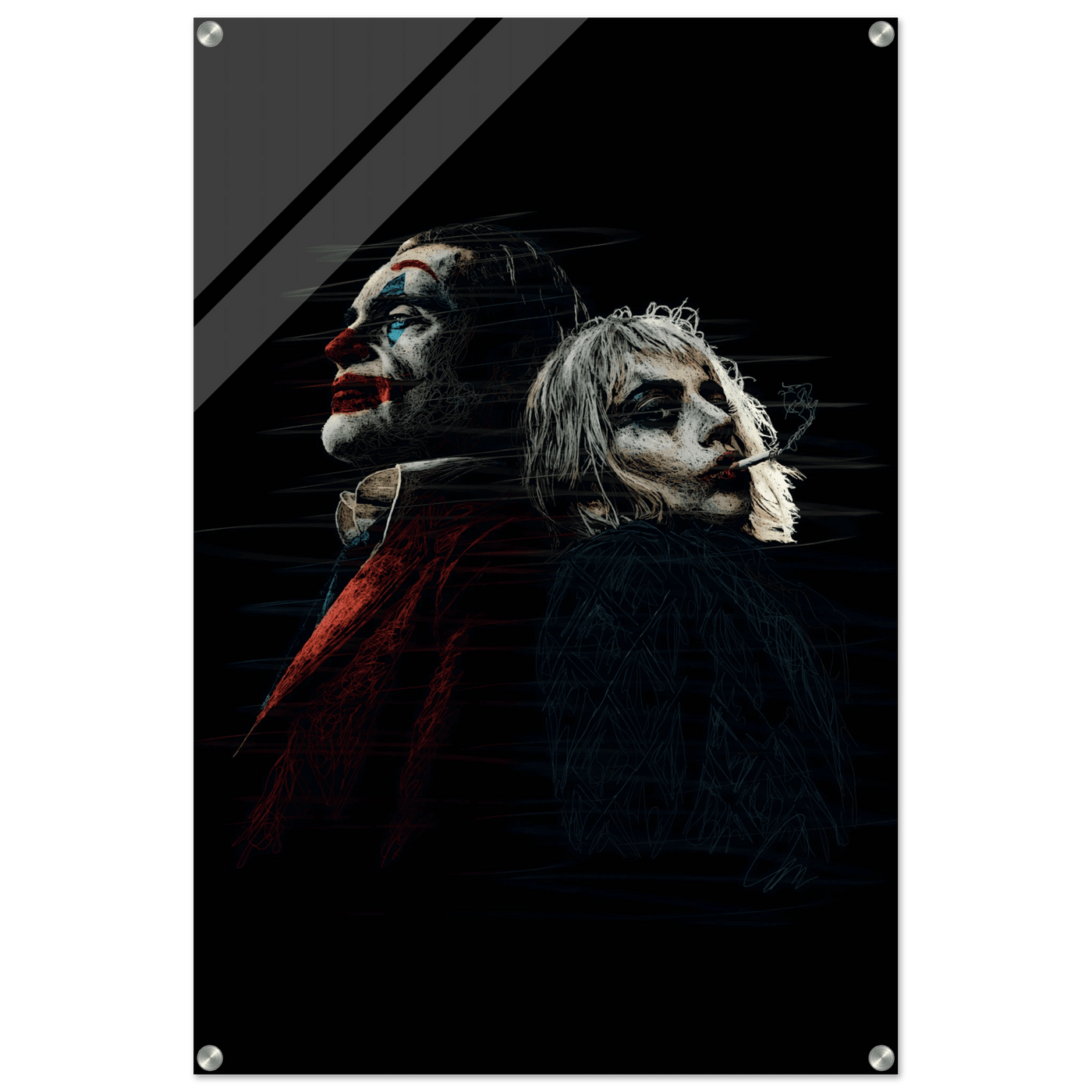 Joker & Harley Quinn Inspired Acrylic Print – Dark, Edgy, Modern Pop Art for Your Space - Vibrantwalls