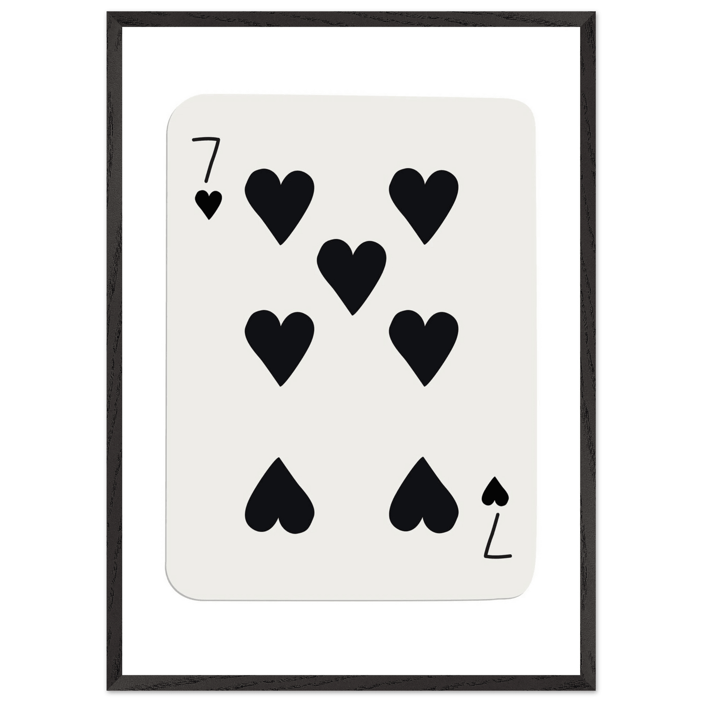 Seven of Hearts - Modern Poker Card Print Art - Eco-Friendly Wood Framed Poster, in your choice of elegant frames - Vibrantwalls