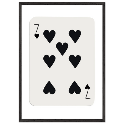 Seven of Hearts - Modern Poker Card Print Art - Eco-Friendly Wood Framed Poster, in your choice of elegant frames - Vibrantwalls