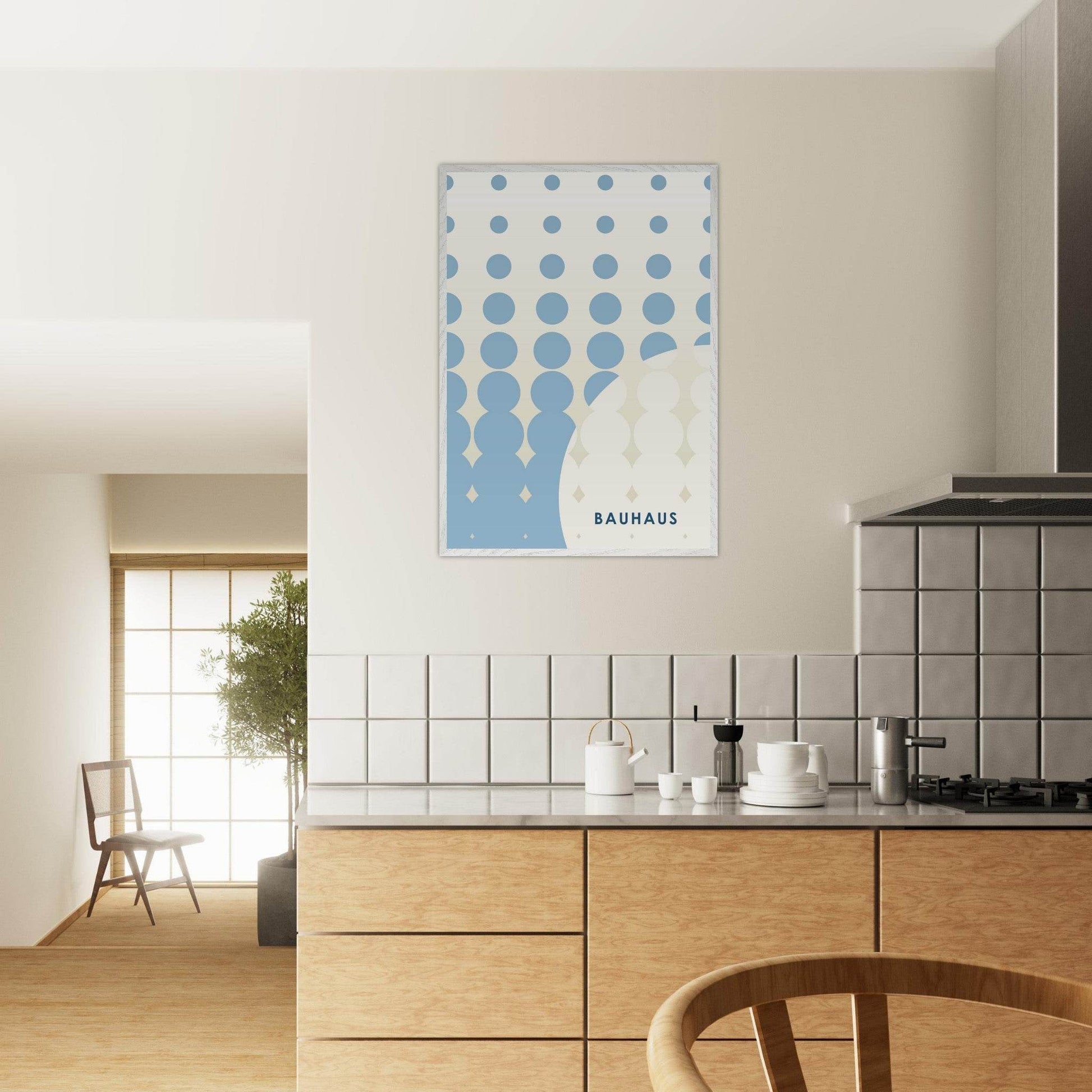 Bauhaus Geometric Abstract Blue Tunnel Movement Design Wall Art - Vibrantwalls