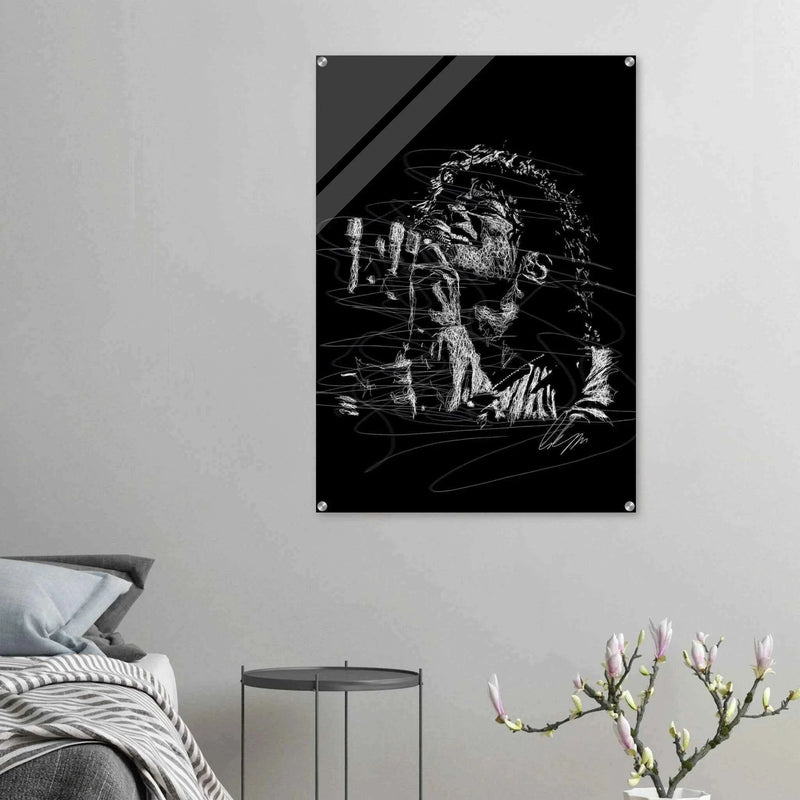 Michael Jackson Acrylic Print - Abstract Black & White Sketch Modern Wall Art in Multiple Sizes - Vibrantwalls