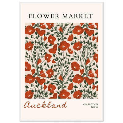 Auckland Flower Market Framed Poster – Vibrant Poppy Art Print | Ready-to-Hang Floral Decor - Vibrantwalls