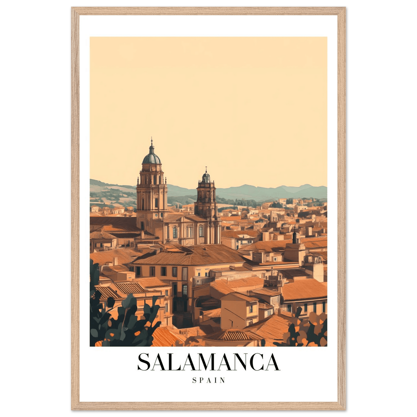 Salamanca Spain Framed Poster – Warm Hues Vintage Travel Wall Art with Wooden Frame - Vibrantwalls
