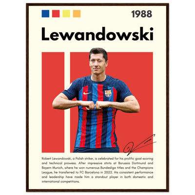 Robert Lewandowski FC Barcelona Framed Football Poster 60x80 cm 24x32″ Dark wood frame Vibrantwalls