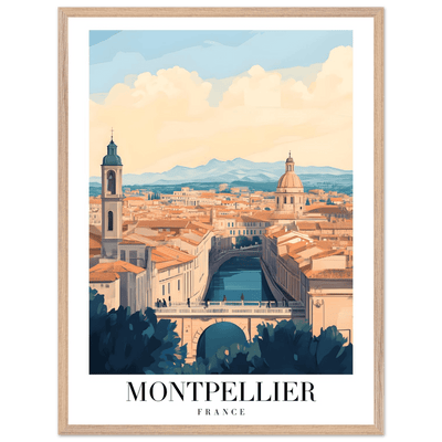 Montpellier France Framed Poster – Vintage Travel Wall Art with Wooden Frame - Vibrantwalls