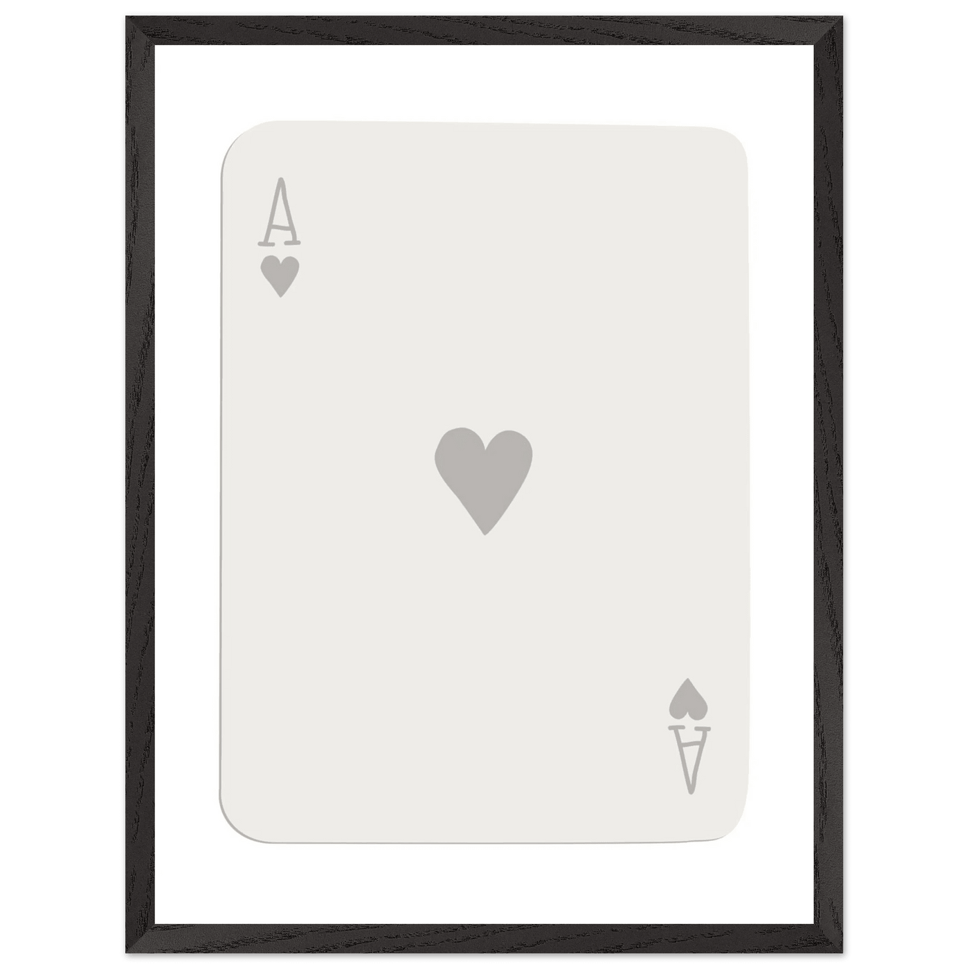 Minimalist Ace of Hearts Poker Card Art - Eco-Friendly Framed Poster Print in Various Sizes & Frame Finishes - Vibrantwalls