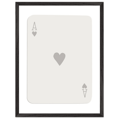 Minimalist Ace of Hearts Poker Card Art - Eco-Friendly Framed Poster Print in Various Sizes & Frame Finishes - Vibrantwalls