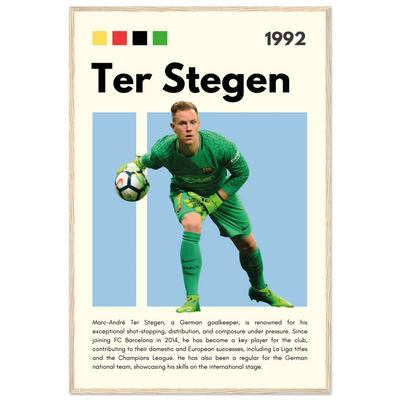 Marc-André Ter Stegen FC Barcelona Goalkeeper Framed Poster – Minimalist Football Art Print 60x90 cm 24x36″ Wood frame Vibrantwalls