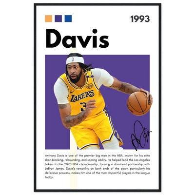 Anthony Davis Lakers Modern Basketball Art Print 60x90 cm 24x36″ Black frame Vibrantwalls