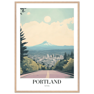 Portland Oregon Framed Poster – Mid-Century Modern Travel Art with Your Choice of Frame - Vibrantwalls