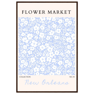 Flower Market New Orleans – Chic Periwinkle Floral Framed Poster | Ready-to-Hang Wall Art - Vibrantwalls