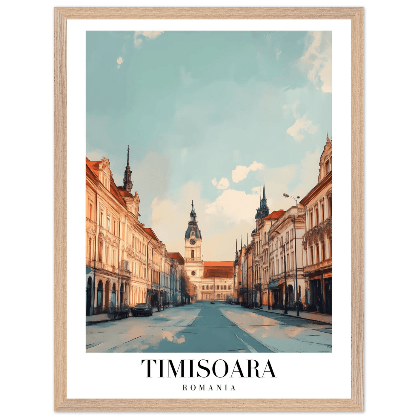 Timisoara Romania Framed Poster – Vintage Cityscape Wall Art with Wooden Frame - Vibrantwalls