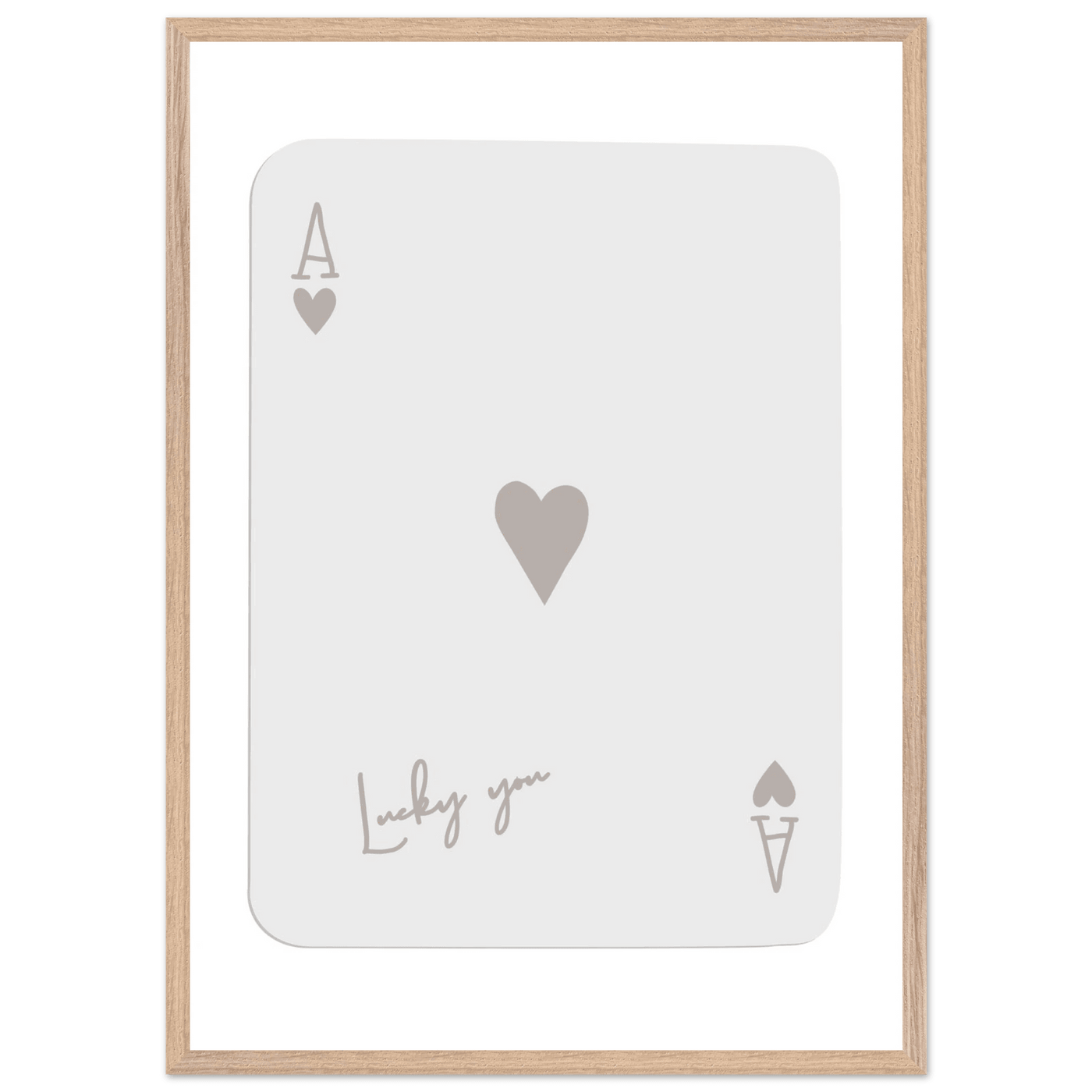 Minimalist Ace of Hearts Poker Card Print - Lucky You Wall Art, Eco-Friendly Wood Frame Poster - Vibrantwalls