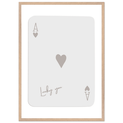 Minimalist Ace of Hearts Poker Card Print - Lucky You Wall Art, Eco-Friendly Wood Frame Poster - Vibrantwalls