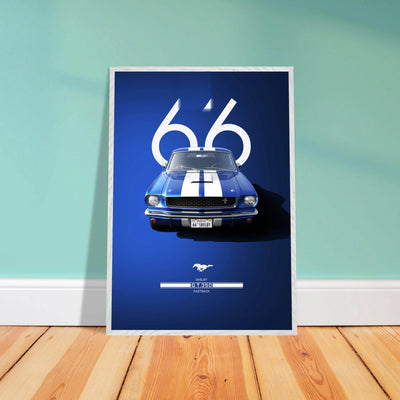 1966 Shelby GT.350 Fastback Framed Poster - Iconic Blue & White Design | Ready-to-Hang Wall Art - Vibrantwalls