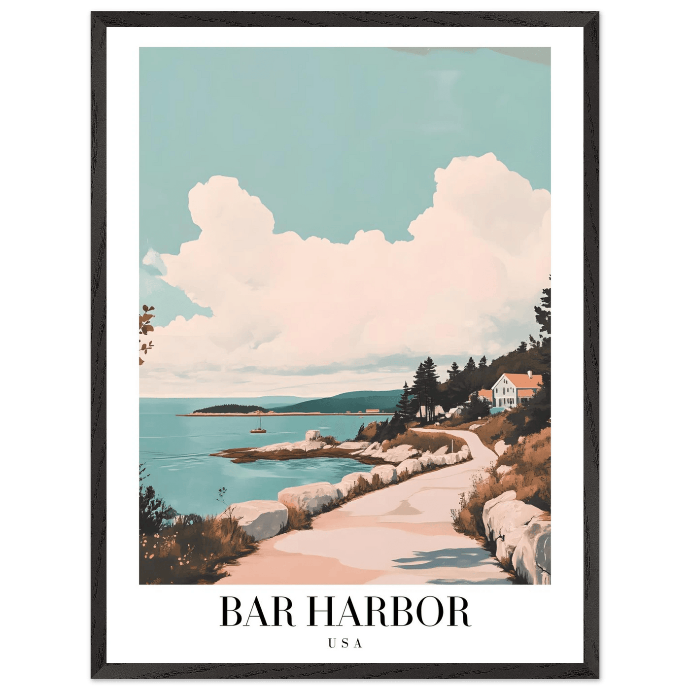 Bar Harbor Maine Framed Poster – Coastal Charm Wall Art with Wooden Frame - Vibrantwalls