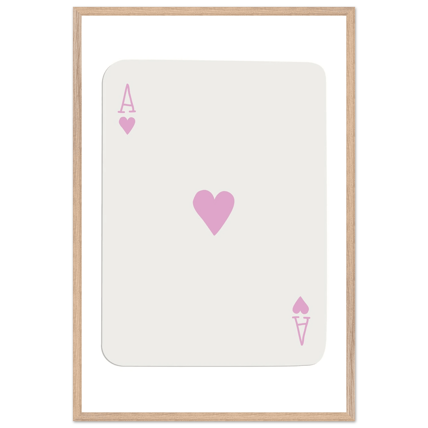 Minimalist Ace of Hearts Poker Card Print - Mounted Framed Poster Art, Eco-Friendly Wood Frame - Vibrantwalls