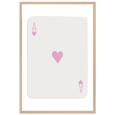 Minimalist Ace of Hearts Poker Card Print - Mounted Framed Poster Art, Eco-Friendly Wood Frame - Vibrantwalls