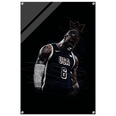 LeBron James 'King' Sketch Acrylic Print – Dynamic, Modern Sports Wall Art in Multiple Sizes - Vibrantwalls