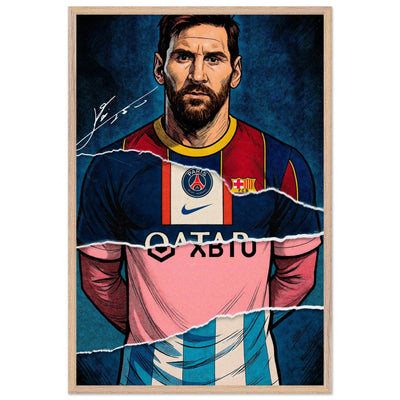 Lionel Messi Split Kit Pop Art Framed Poster – Eco-Friendly, Ready to Hang - Vibrantwalls