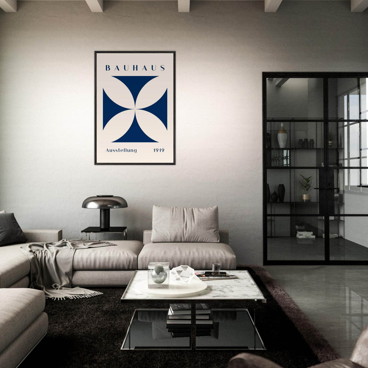 Bauhaus Exhibition 1919 - Navy Cream - Vibrantwalls