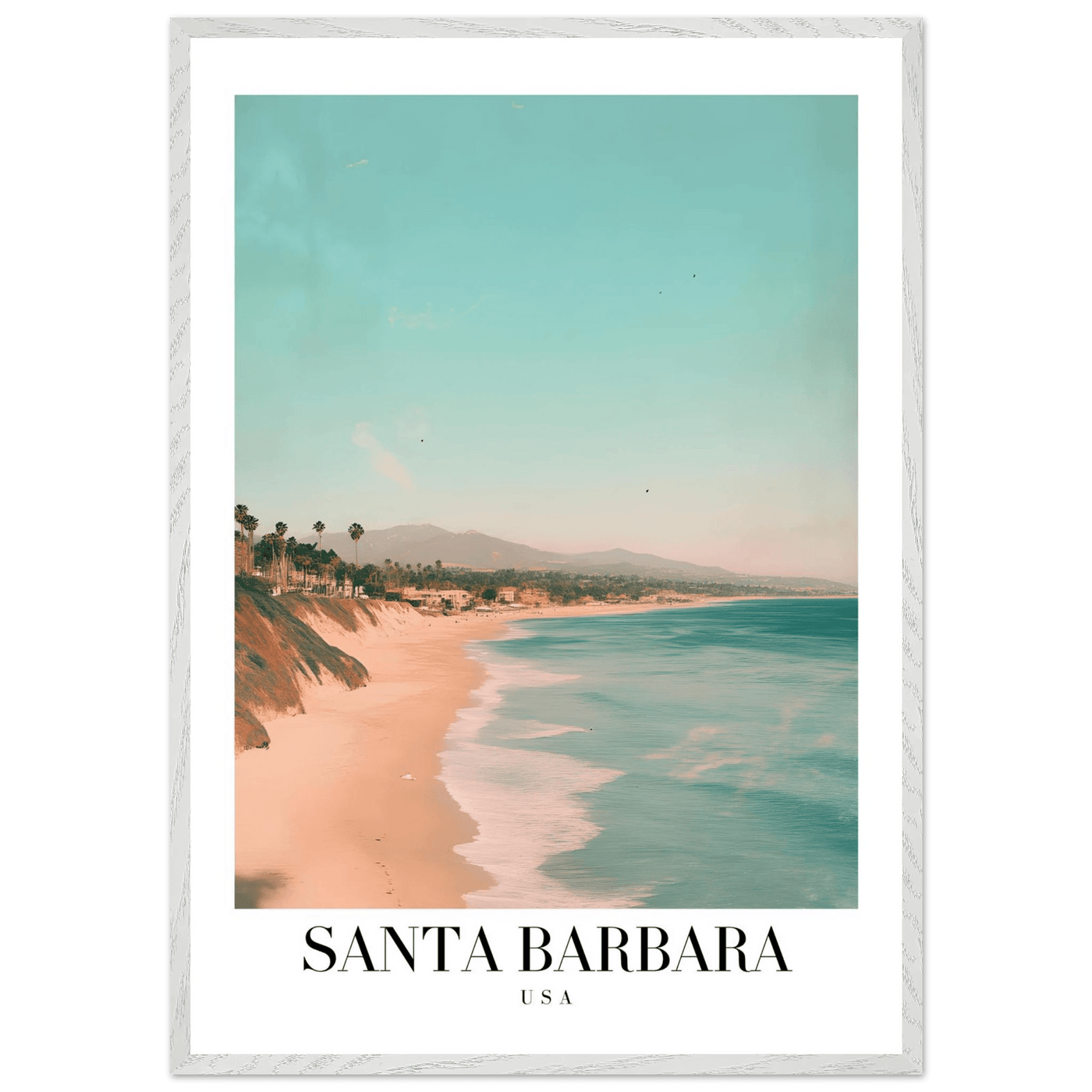 Santa Barbara USA Framed Poster – Pastel Beach Travel Wall Art in Your Choice of Frame - Vibrantwalls