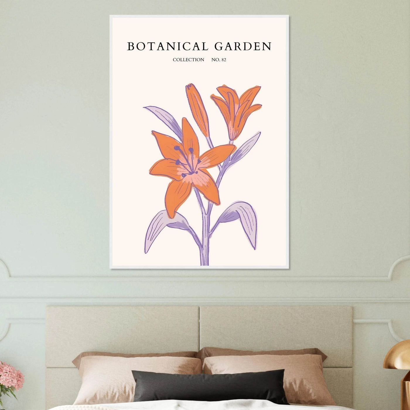 Botanical Garden Lily Print – Orange & Lavender Framed Poster | Elegant Nature Art for Modern Spaces, Ready-to-Hang - Vibrantwalls
