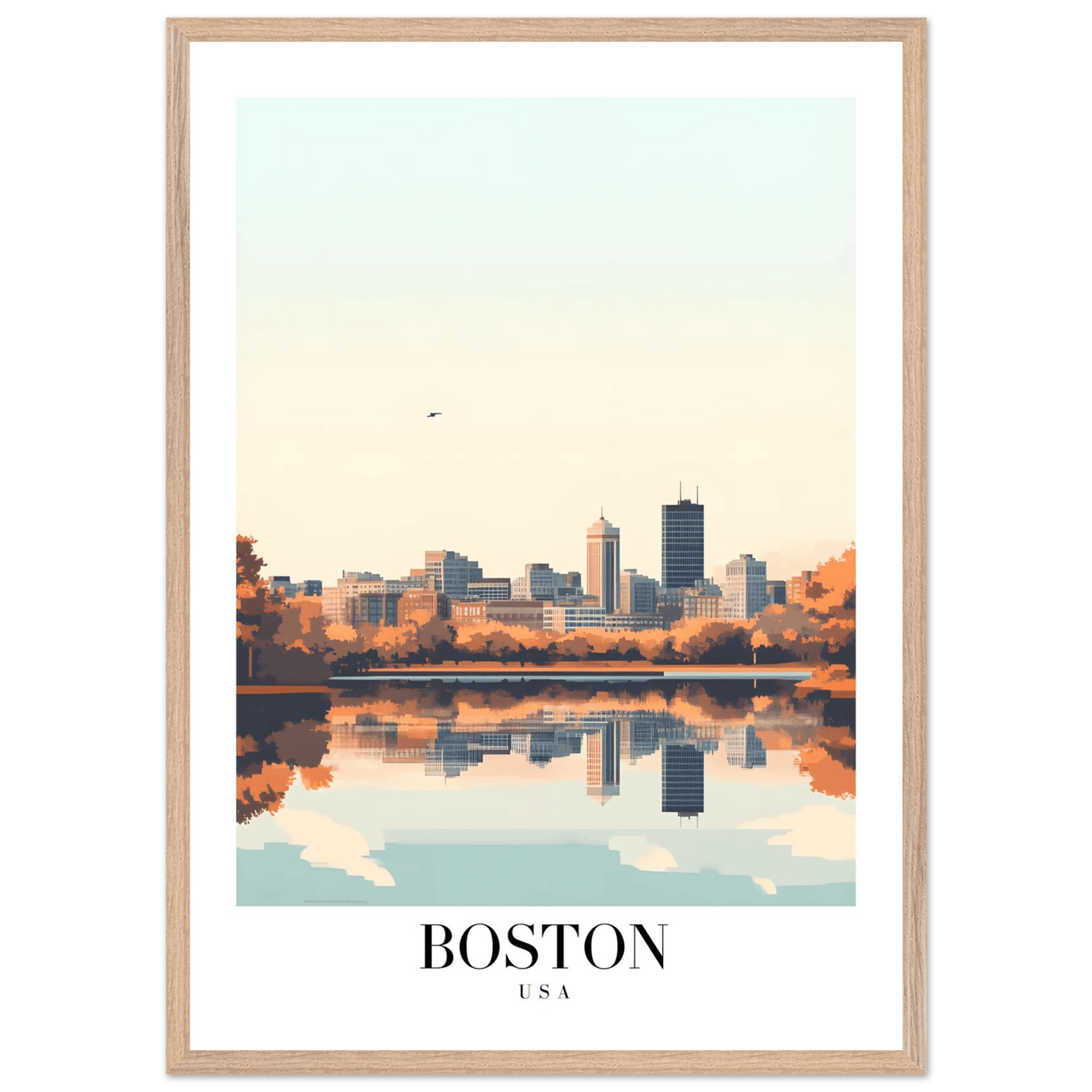 Boston Cityscape Framed Poster – Modern Travel Wall Art with Wooden Frame & Multiple Sizes - Vibrantwalls