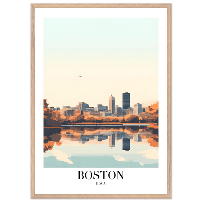 Boston Cityscape Framed Poster – Modern Travel Wall Art with Wooden Frame & Multiple Sizes - Vibrantwalls
