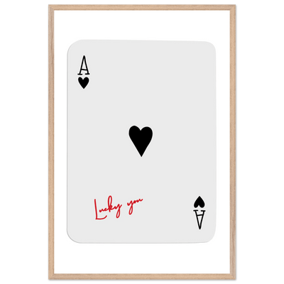 Lucky Ace of Hearts Framed Poster - Modern Poker Card Art, Eco-Friendly Wood Frame in Your Choice of Style - Vibrantwalls