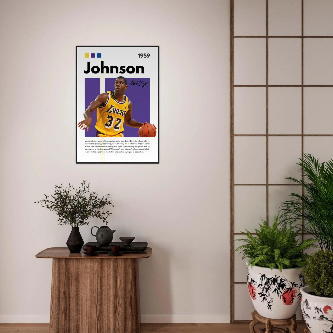 Magic Johnson Showtime Lakers Vintage Art Print Vibrantwalls