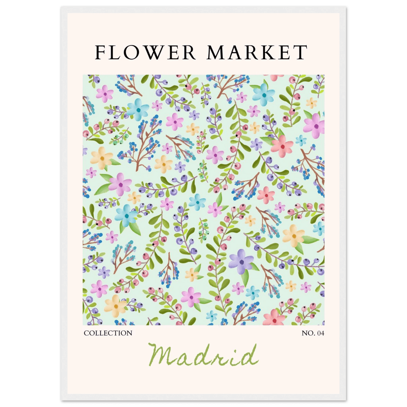 Flower Market Collection Framed Poster – Whimsical Floral & Berry Art Prints | Ready-to-Hang in Various Sizes - Vibrantwalls