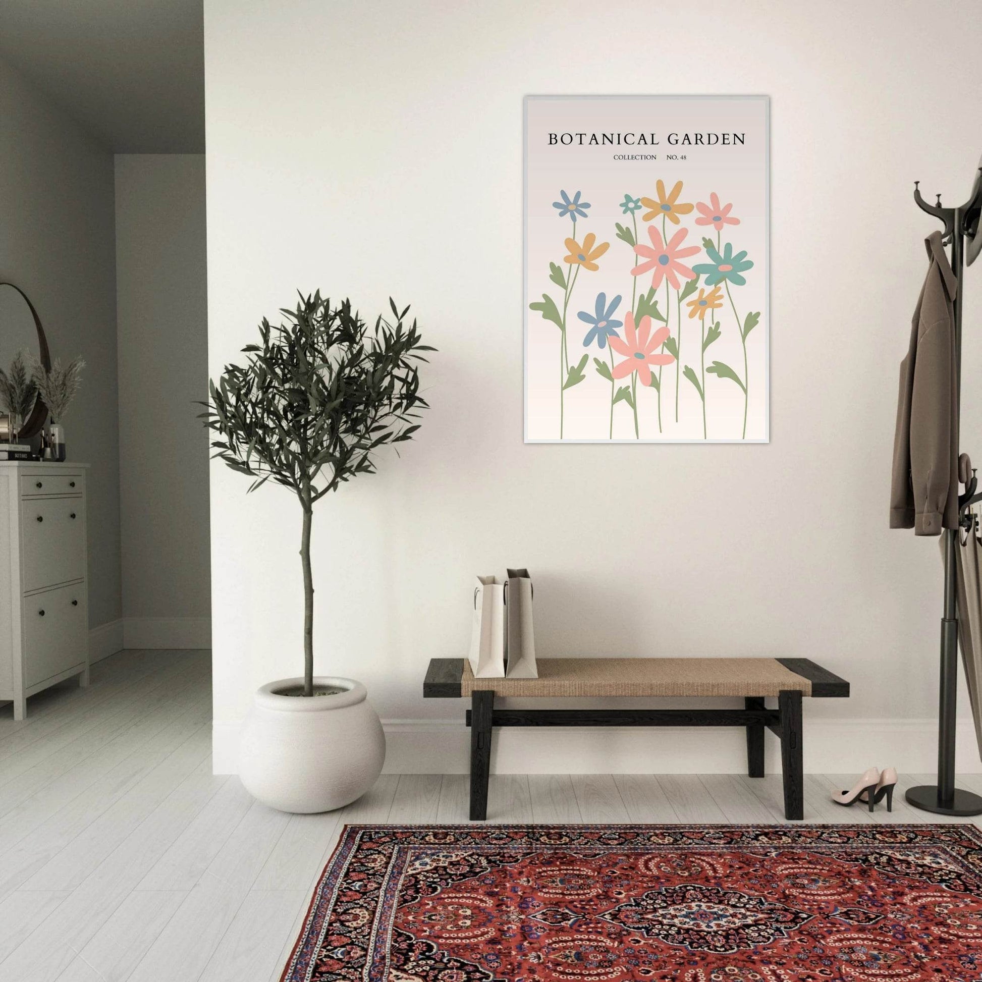 Botanical Garden Framed Poster – Whimsical Pastel Floral Art Print | Ready-to-Hang Wall Decor - Vibrantwalls