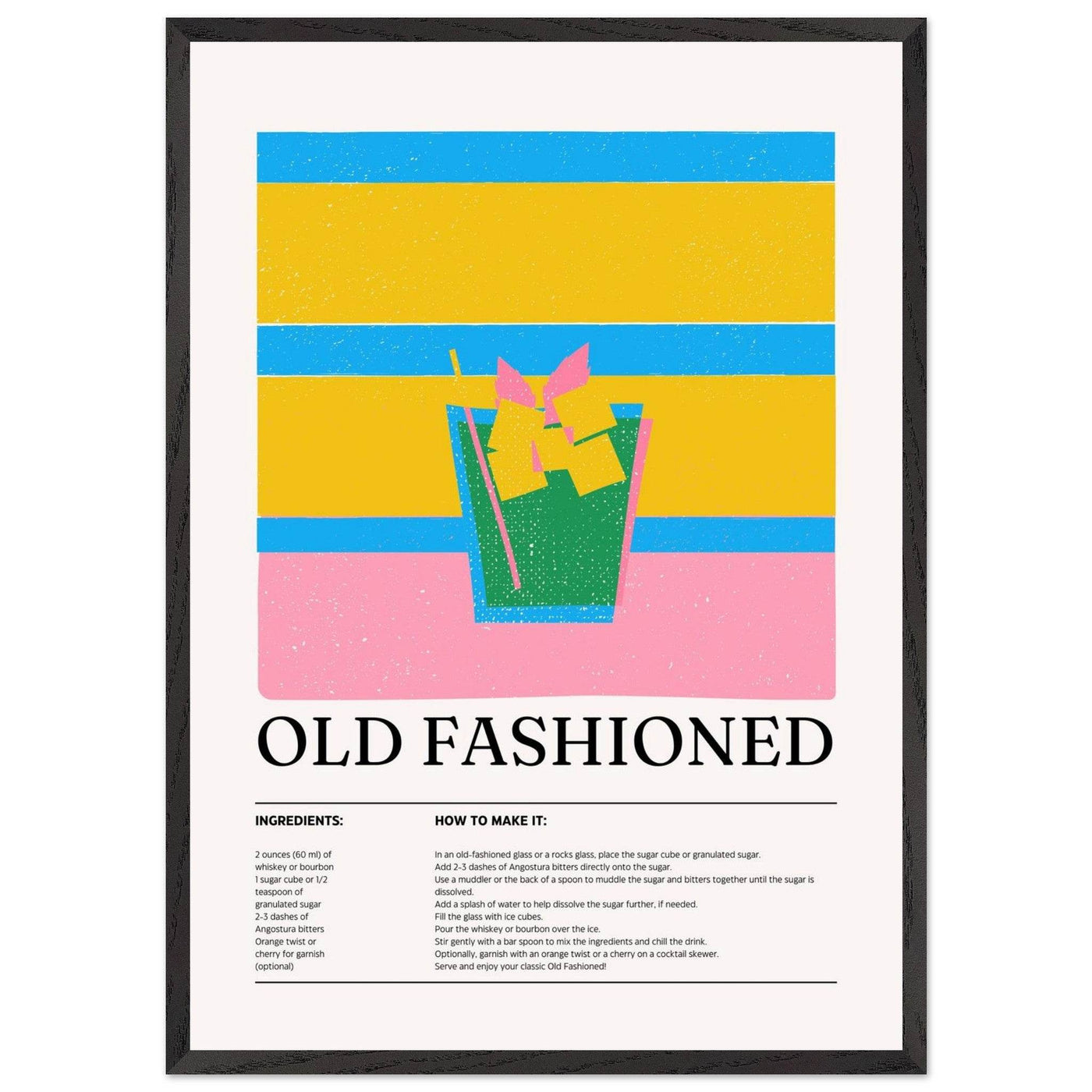 Old Fashioned Cocktail Recipe Art Print - Vibrantwalls