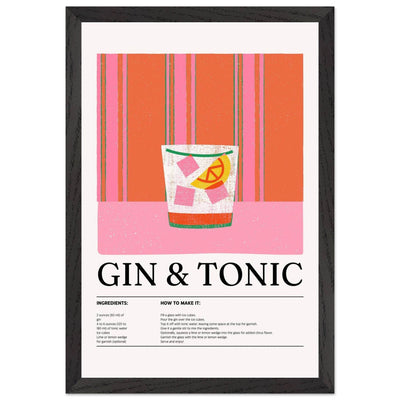 Gin Tonic Cocktail Recipe Minimalist Design Print - Vibrantwalls