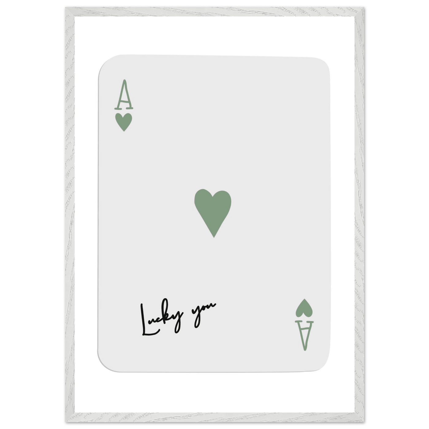 Lucky You Ace of Hearts Poker Card Print - Mounted Framed Poster Art, Eco-Friendly Wood Frame - Vibrantwalls