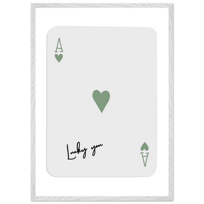 Lucky You Ace of Hearts Poker Card Print - Mounted Framed Poster Art, Eco-Friendly Wood Frame - Vibrantwalls