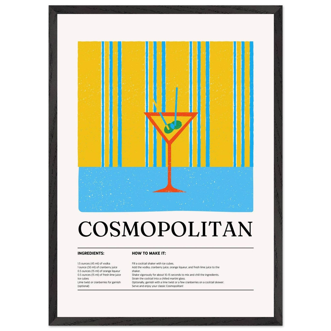 Cosmopolitan Cocktail Recipe City Chic Bar Print - Vibrantwalls