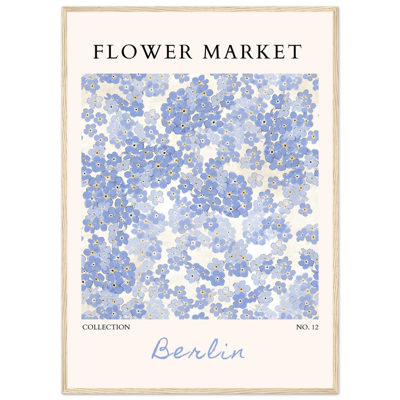 Forget-Me-Not Bloom Framed Poster – Gentle Blue Floral Art Print | Berlin Collection | Ready-to-Hang Wall Art - Vibrantwalls