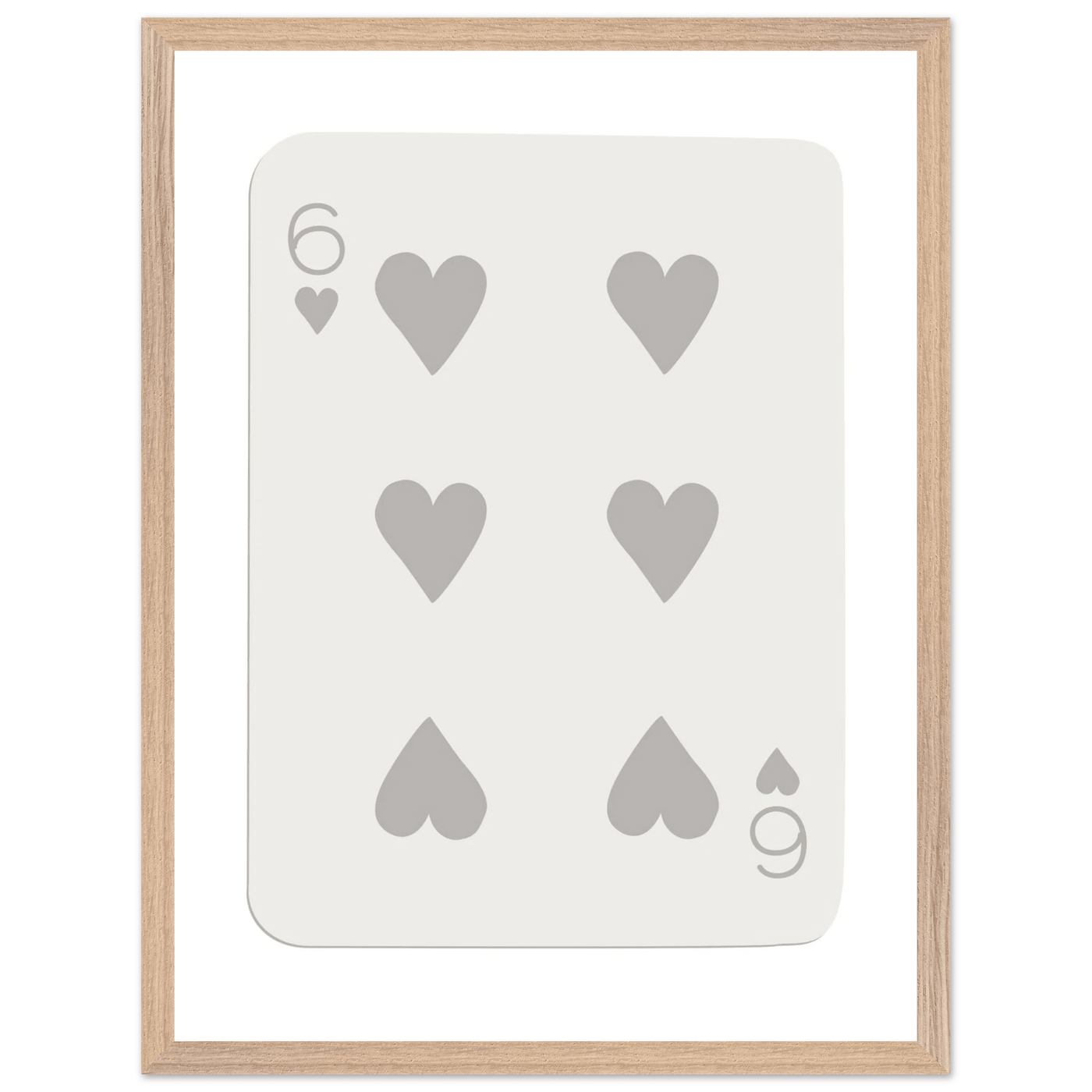 Minimalist Six of Hearts Card Print - Framed Poster Art with Eco-Friendly Wood Frame - Perfect for Modern Decor - Vibrantwalls