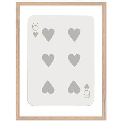 Minimalist Six of Hearts Card Print - Framed Poster Art with Eco-Friendly Wood Frame - Perfect for Modern Decor - Vibrantwalls