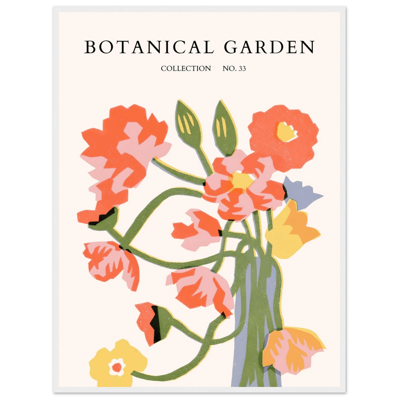 Botanical Garden Framed Poster - Abstract Floral Art Print | Warm Hues & Nature-Inspired Decor - Vibrantwalls