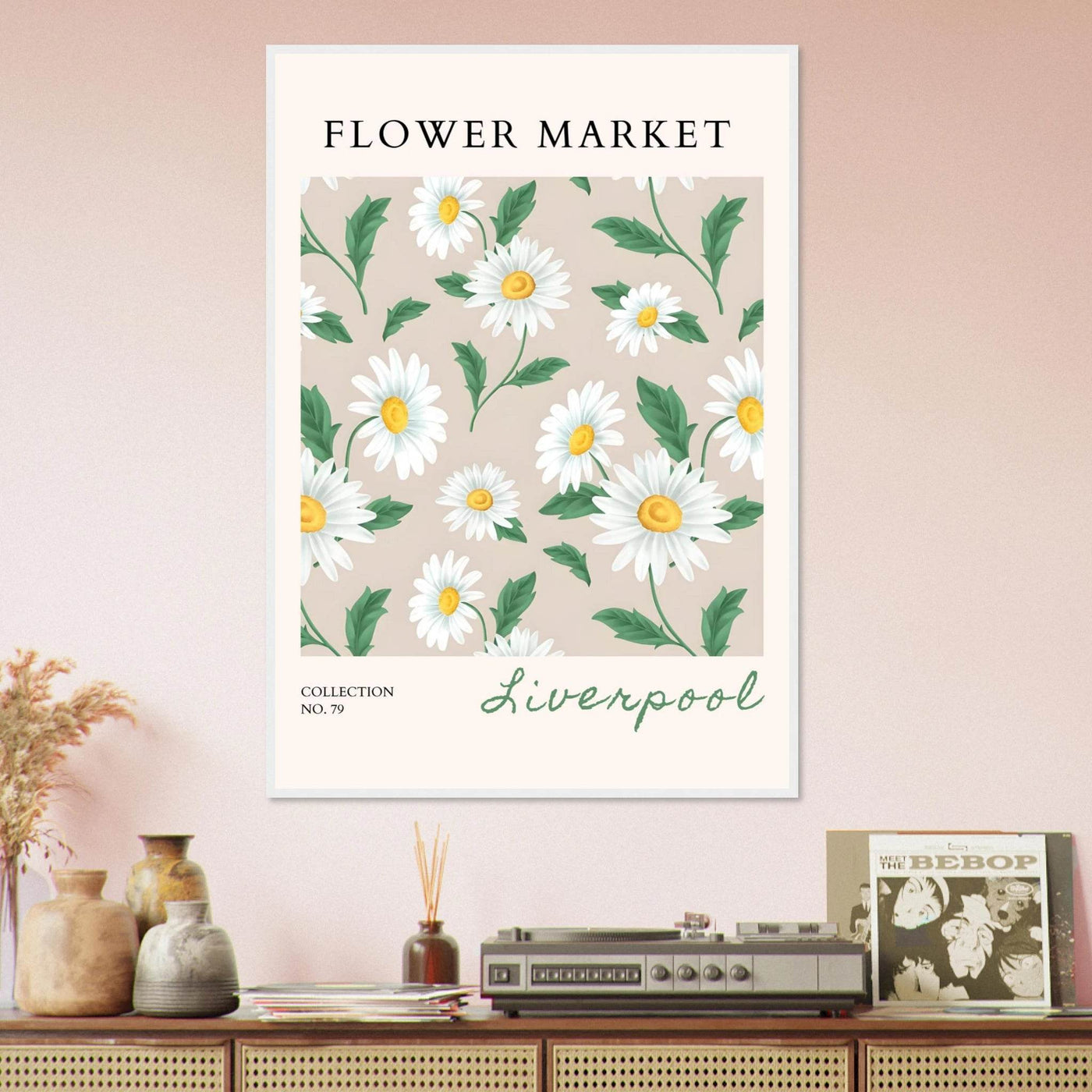 Charming Daisy Field Framed Poster – Botanical 'Flower Market' Art Print | Ready-to-Hang in Your Choice of Frame - Vibrantwalls
