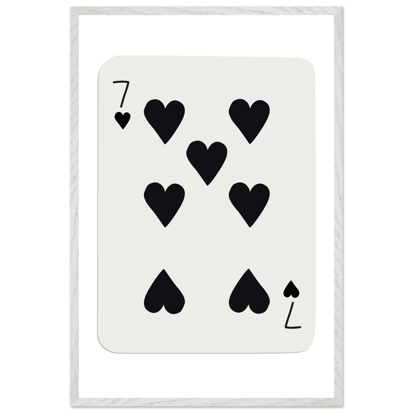 Seven of Hearts - Modern Poker Card Print Art - Eco-Friendly Wood Framed Poster, in your choice of elegant frames - Vibrantwalls