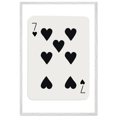 Seven of Hearts - Modern Poker Card Print Art - Eco-Friendly Wood Framed Poster, in your choice of elegant frames - Vibrantwalls
