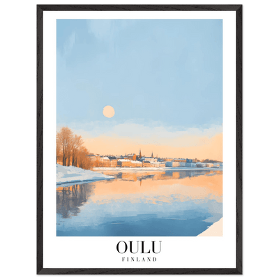 Oulu Finland Framed Poster – Serene Winter Sunset Wall Art with Wooden Frame - Vibrantwalls