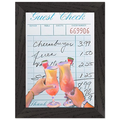 Retro Diner Cocktail "Guest Check" 13x18 cm 5x7″ Black frame Ready-to-hang Vibrantwalls